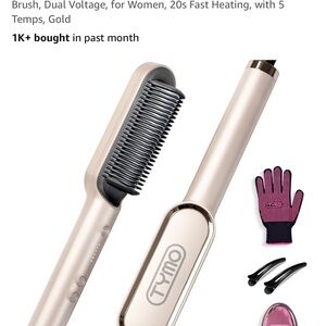 TYMO Gold Hair Straightening Brush and Iron